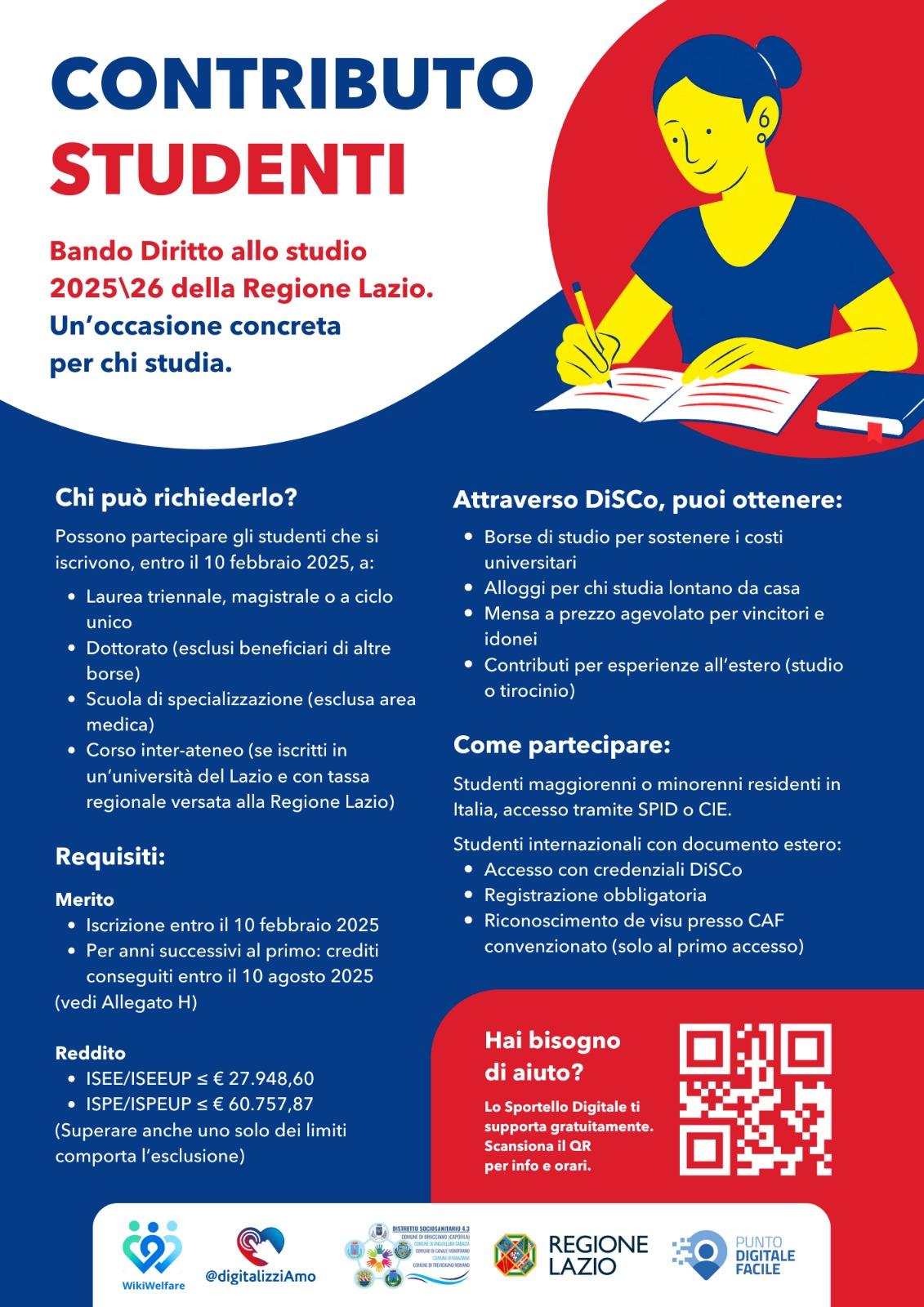 disco lazio - bando contributi agli universitari